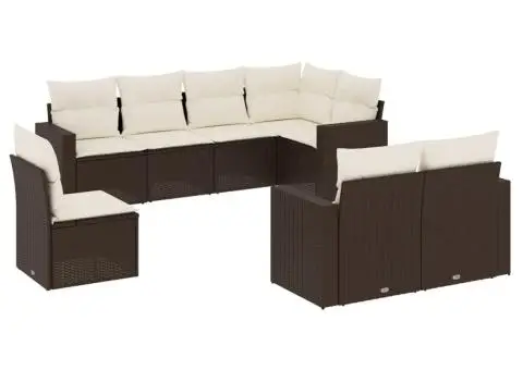 Set canapele de grădină cu perne, 8 piese, maro, poliratan - 2/3