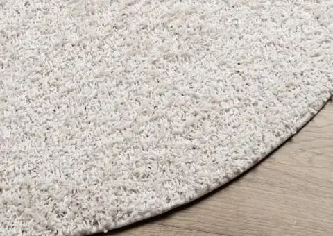 Covor pufos "PAMPLONA" cu fire înalte, crem modern Ø 100 cm - 4/5