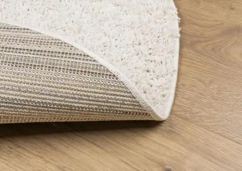 Covor pufos "PAMPLONA" cu fire înalte, crem modern Ø 100 cm - 5/5