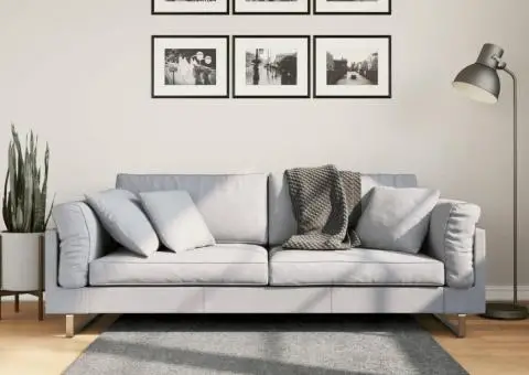 Covor pufos "PAMPLONA" cu fire înalte, gri modern, 120x120 cm - 1/5