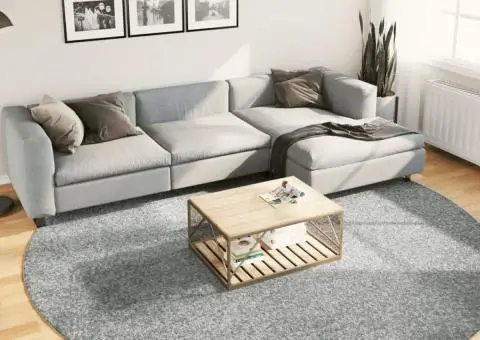 Covor pufos "PAMPLONA" cu fire înalte, verde modern, Ø 280 cm - 1/5