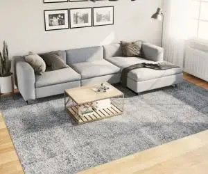 vidaXL Covor pufos "PAMPLONA" cu fire înalte albastru modern 240x340cm