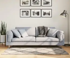 vidaXL Covor pufos "PAMPLONA" cu fire înalte, bej/antracit, 80x150 cm