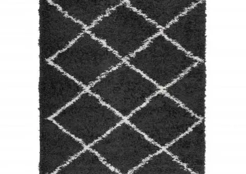 Covor pufos "PAMPLONA" fire înalte negru/crem modern 140x200 cm - 2/5