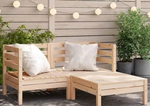 Canapea de grădină cu 2 locuri/taburet, lemn masiv de pin - 1/5