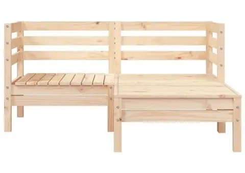 Canapea de grădină cu 2 locuri/taburet, lemn masiv de pin - 4/5