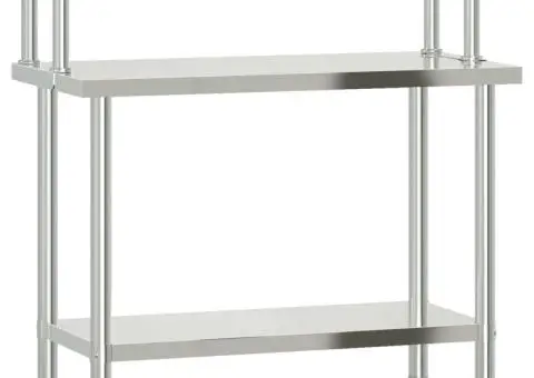 Masă bucătărie cu raft superior, 110x55x120 cm, oțel inoxidabil - 2/5