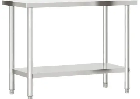 Masă bucătărie cu raft superior, 110x55x120 cm, oțel inoxidabil - 4/5