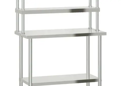 Masă bucătărie cu raft superior, 110x55x150 cm, oțel inoxidabil - 2/5