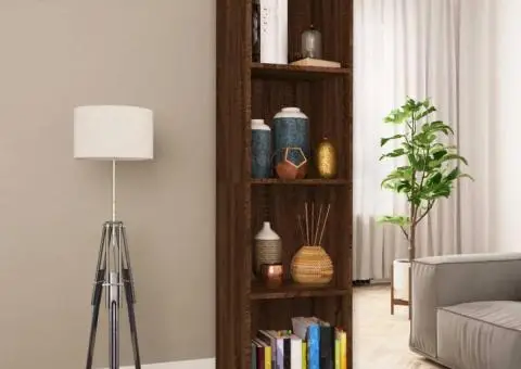 Bibliotecă/dulap TV, stejar maro, 36x30x143 cm, lemn prelucrat - 1/5