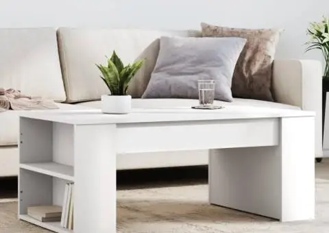 Măsuță de cafea, alb, 102x55x42 cm, lemn prelucrat - 1/5