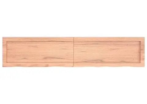 Blat de baie, maro deschis, 140x30x(2-4) cm, lemn masiv tratat - 3/5