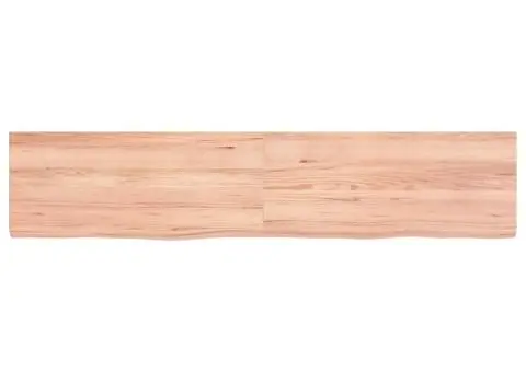 Blat de baie, maro deschis, 140x30x(2-4) cm, lemn masiv tratat - 4/5