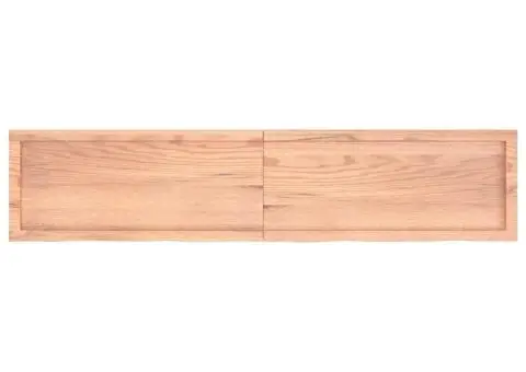 Blat de baie, maro deschis, 180x40x(2-6) cm, lemn masiv tratat - 4/5