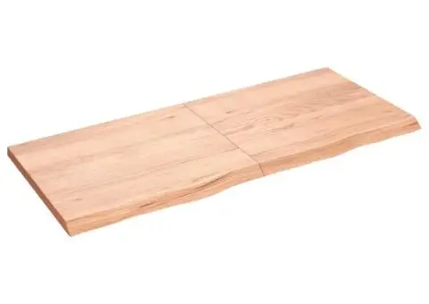 Blat de baie, maro deschis, 140x60x(2-4) cm, lemn masiv tratat - 2/5