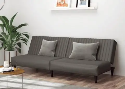 Canapea cu 2 locuri, gri, piele ecologică - 1/5