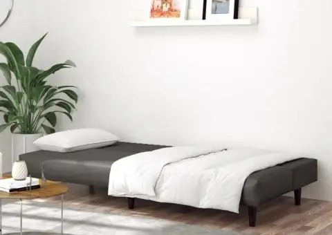 Canapea cu 2 locuri, gri, piele ecologică - 3/5