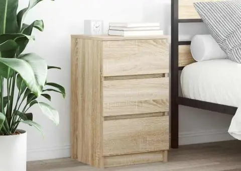 Noptiera cu 3 sertare Stejar Sonoma 39x35x65 cm - 1/5