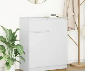 vidaXL Bufetă cu sertar alb 71x35x84 cm din lemn prelucrat