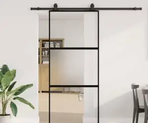 vidaXL Ușă glisantă cu set feronerie neagră 90x205cm sticlă securizată