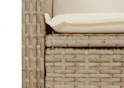 Set mobilier de grădină, 2 piese, cu perne, bej, poliratan - 5/5