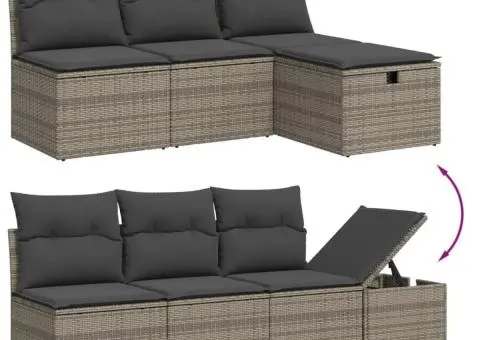 Set canapele de grădină cu perne, 8 piese, gri, poliratan - 3/4