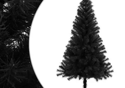 Pom de Crăciun artificial cu suport, negru, 150 cm, PVC - 1/5