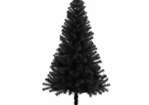 Pom de Crăciun artificial cu suport, negru, 150 cm, PVC - 3/5