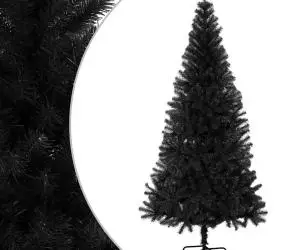 vidaXL Pom de Crăciun artificial cu suport, negru, 210 cm, PVC