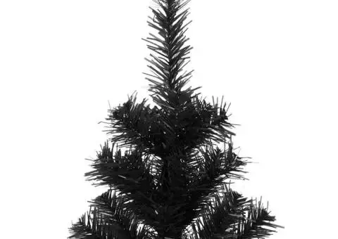 Pom de Crăciun artificial cu suport, negru, 210 cm, PVC - 4/5