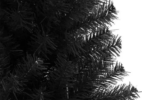 Pom de Crăciun artificial cu suport, negru, 210 cm, PVC - 5/5