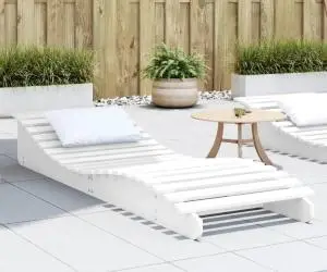 vidaXL Șezlong, alb, 205x60x31,5 cm, lemn masiv de pin
