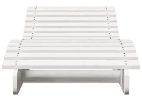 Șezlong, alb, 205x60x31,5 cm, lemn masiv de pin - 4/5