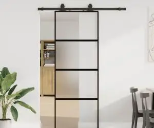 vidaXL Ușă glisantă cu set feronerie neagră 76x205cm sticlă securizată