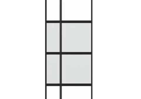 Ușă glisantă cu set feronerie neagră 76x205cm sticlă securizată - 2/5