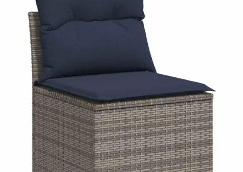 Set canapele de grădină, 7 piese, cu perne, gri, poliratan - 3/5