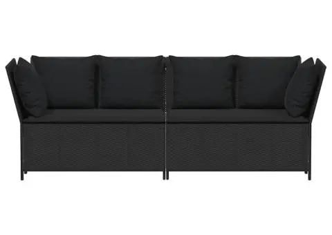 Canapea de grădină cu perne, negru, poliratan - 4/5