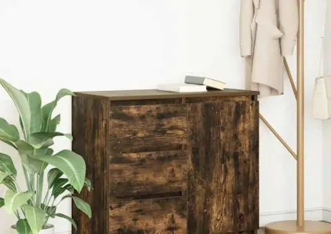 Bufetă cu sertar stejar afumat 71x35x65 cm lemn de stratificat - 1/5