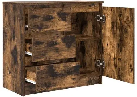 Bufetă cu sertar stejar afumat 71x35x65 cm lemn de stratificat - 5/5