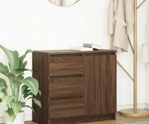 vidaXL Bufetă cu sertar Stejar maro 71x35x65 cm Lemn prelucrat