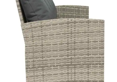 Canapea de grădină cu 5 locuri cu perne polirattan gri deschis - 5/5