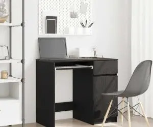 vidaXL Birou Stejar negru 86x49x76 cm Lemn prelucrat