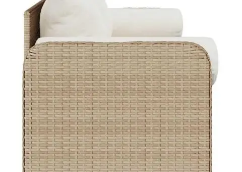 Canapea de grădină cu perne, 3 locuri, bej, poliratan - 5/5