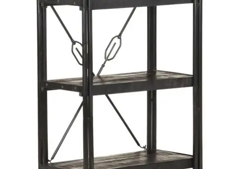 Bibliotecă cu 3 rafturi, negru, 60x30x80 cm, lemn masiv mango - 1/5