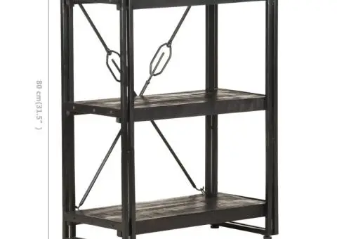 Bibliotecă cu 3 rafturi, negru, 60x30x80 cm, lemn masiv mango - 5/5