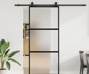 vidaXL Ușă glisantă cu set feronerie neagră 90x205cm sticlă securizată