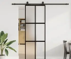 vidaXL Ușă glisantă cu set feronerie neagră 76x205cm sticlă securizată