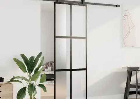 Ușă glisantă cu set feronerie neagră 76x205cm sticlă securizată - 3/5