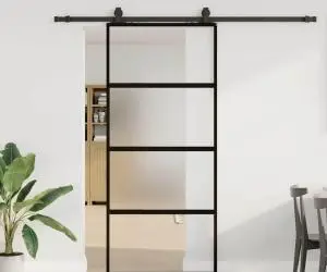 vidaXL Ușă glisantă cu set feronerie neagră 76x205cm sticlă securizată