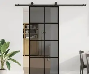 vidaXL Ușă glisantă cu set feronerie neagră 90x205cm sticlă securizată